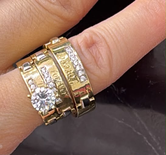14K Trio Wedding Cz Stones Yellow Yellow