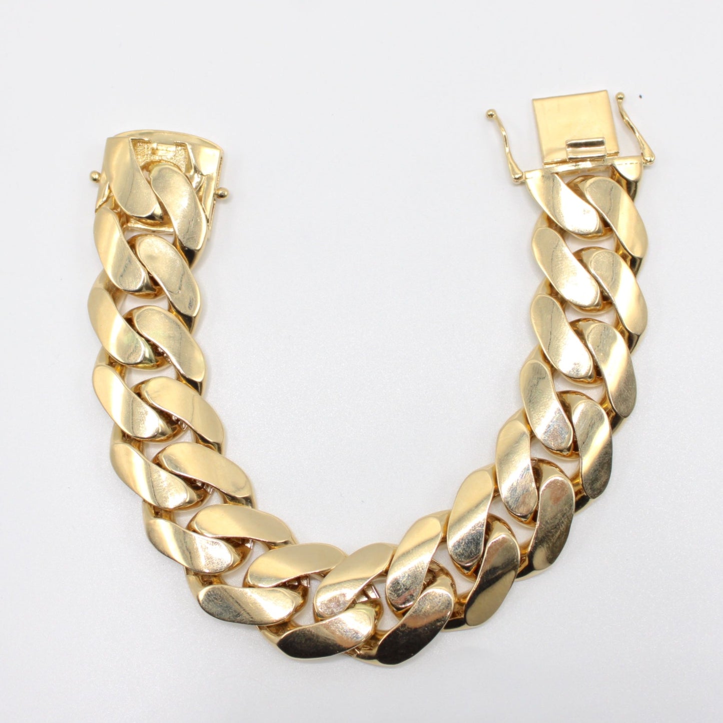 14K Semi Solid Cuban Bracelet Yellow Gold