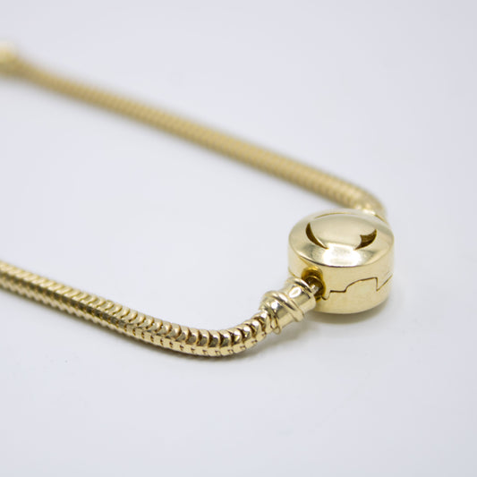 Women's Necklace/Choker - Monaco Chain Edge Baguette Lock 10K & 14K Yellow Gold Oro Monaco