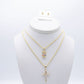 14K TEDDY BEAR DOMINICAN FLAT - CROSS PENDANT + FREE EARRINGS