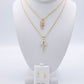 14K TEDDY BEAR DOMINICAN FLAT - CROSS PENDANT + FREE EARRINGS