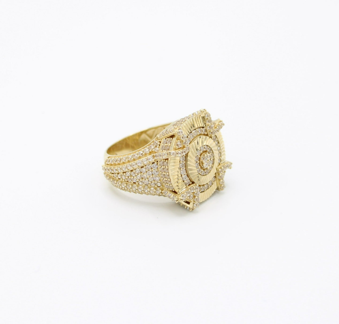 14K  Round Cz Men's Ring Yellow Gold