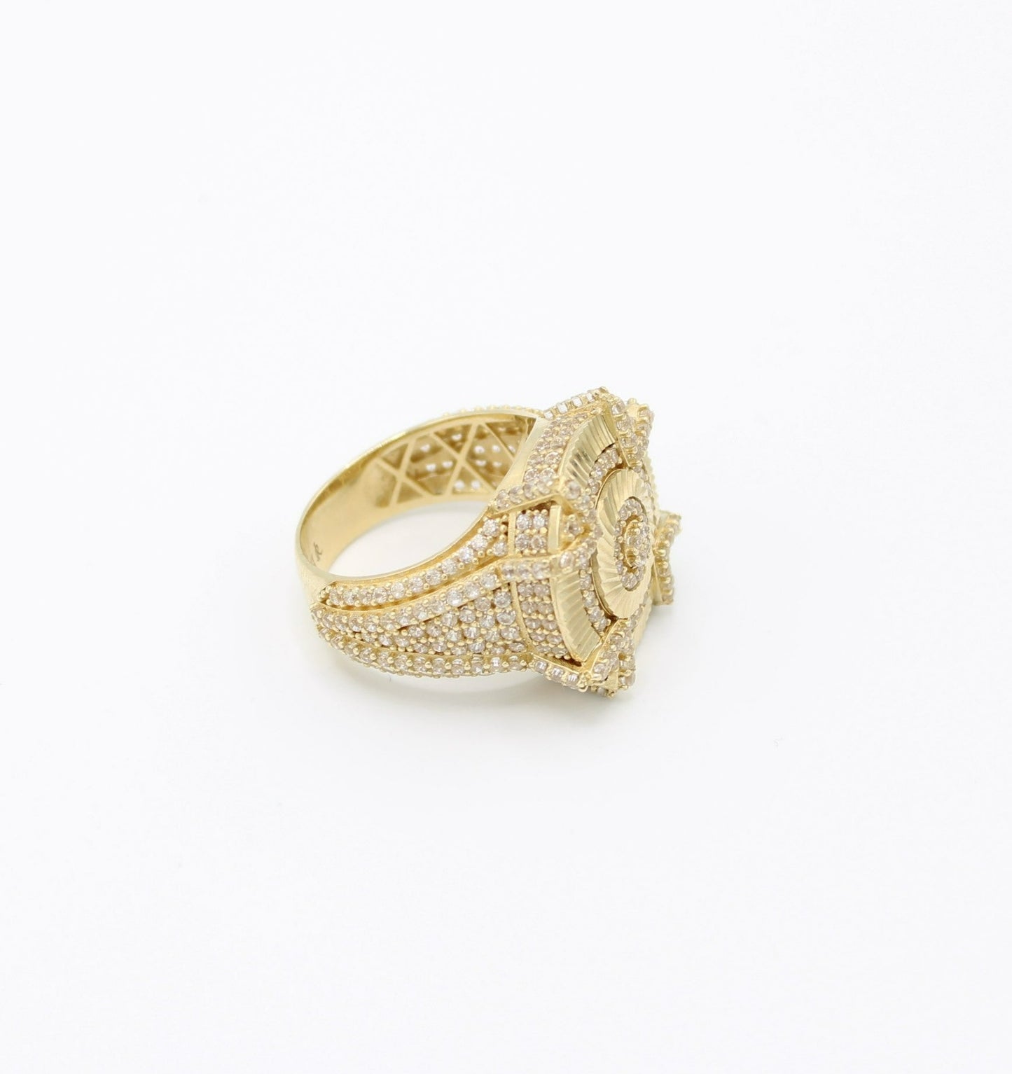 14K  Round Cz Men's Ring Yellow Gold