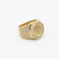 14K Crown Round Cz Men's Ring Yellow Gold