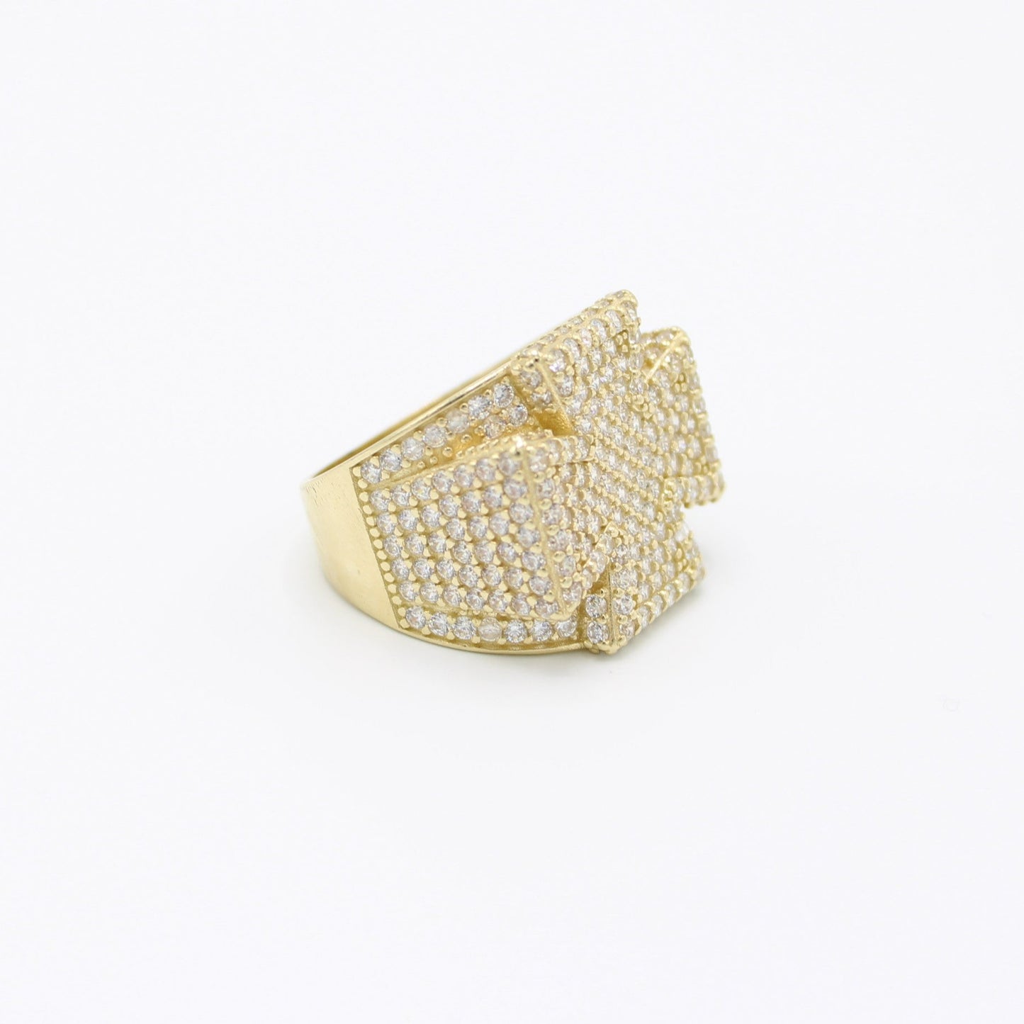 14K Cross Cz Men's Ring Yellow Gold