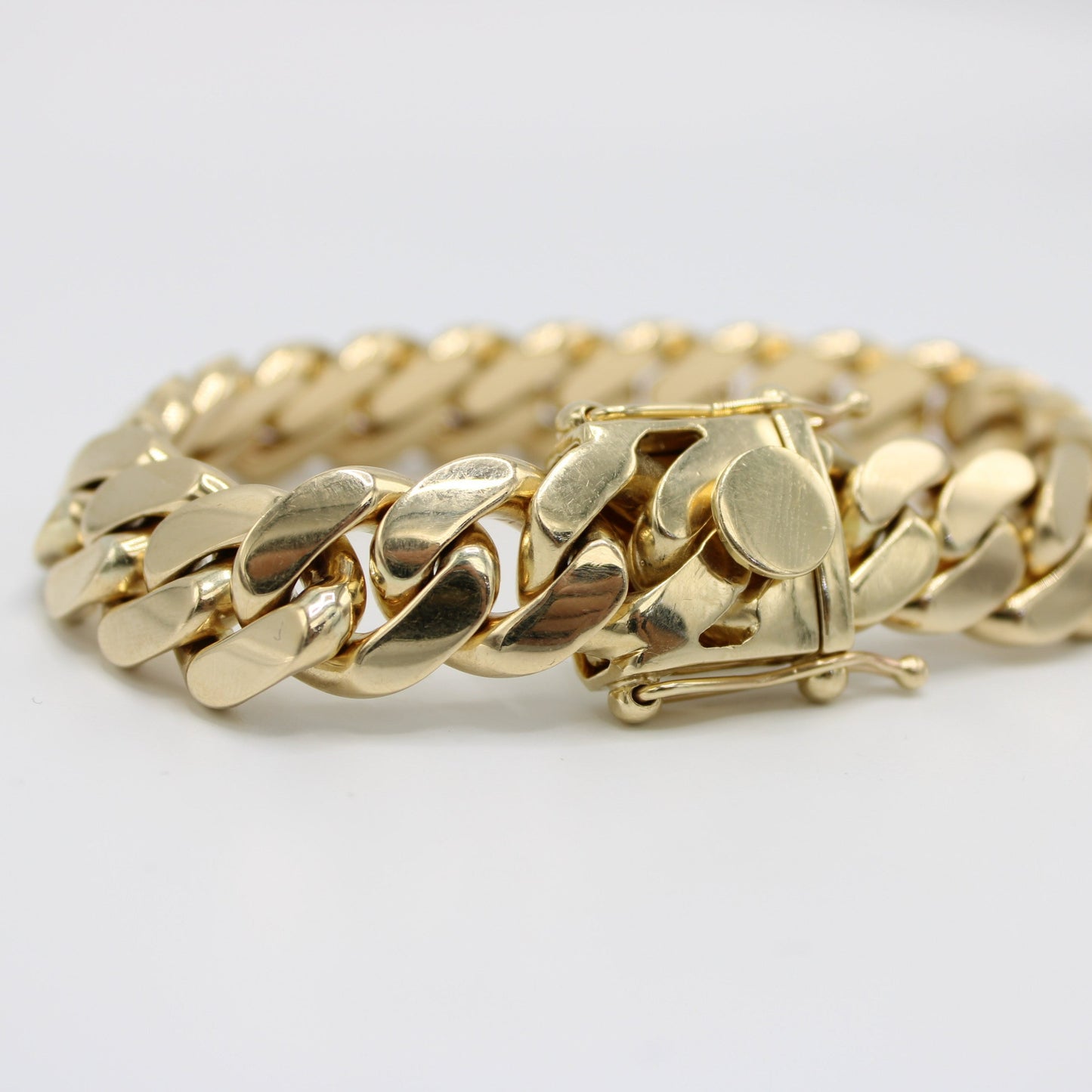 14K Solid BMX Cuban Bracelet \\14.5mm\\ Yellow Gold