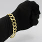 14K Solid Flat Cuban Bracelet \\ 14.2 mm \\ Yellow Gold