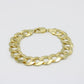 14K Solid Flat Cuban Bracelet \\ 14.2 mm \\ Yellow Gold