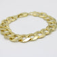 14K Solid Flat Cuban Bracelet \\ 14.2 mm \\ Yellow Gold