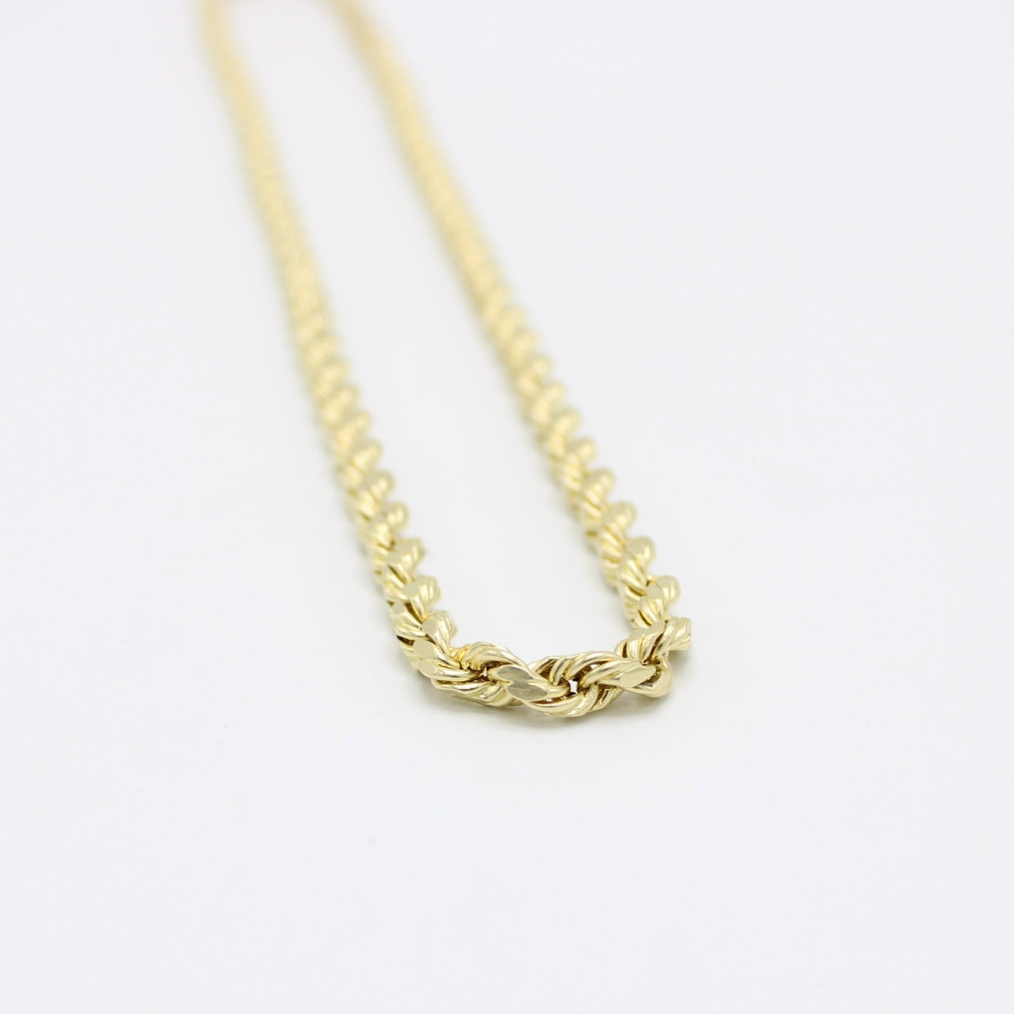 10k Yellow Gold Hollow Rope Chain 4.5 mm