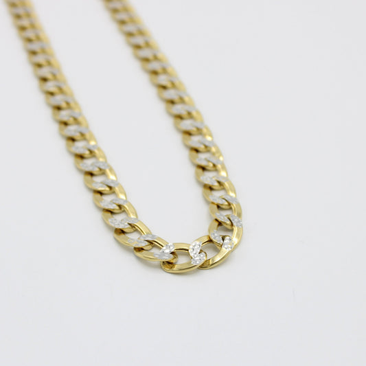 14K Semi-Solid FLat Cuban Chain Two Tones \\ 22"-24"-28" \\