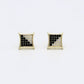 14K Square Earring Cz and Black Stones