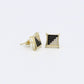 14K Square Earring Cz and Black Stones