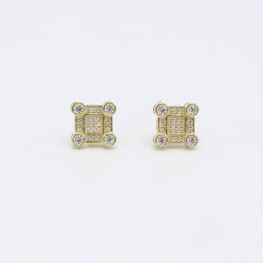 14K Square Earring Cz Stones