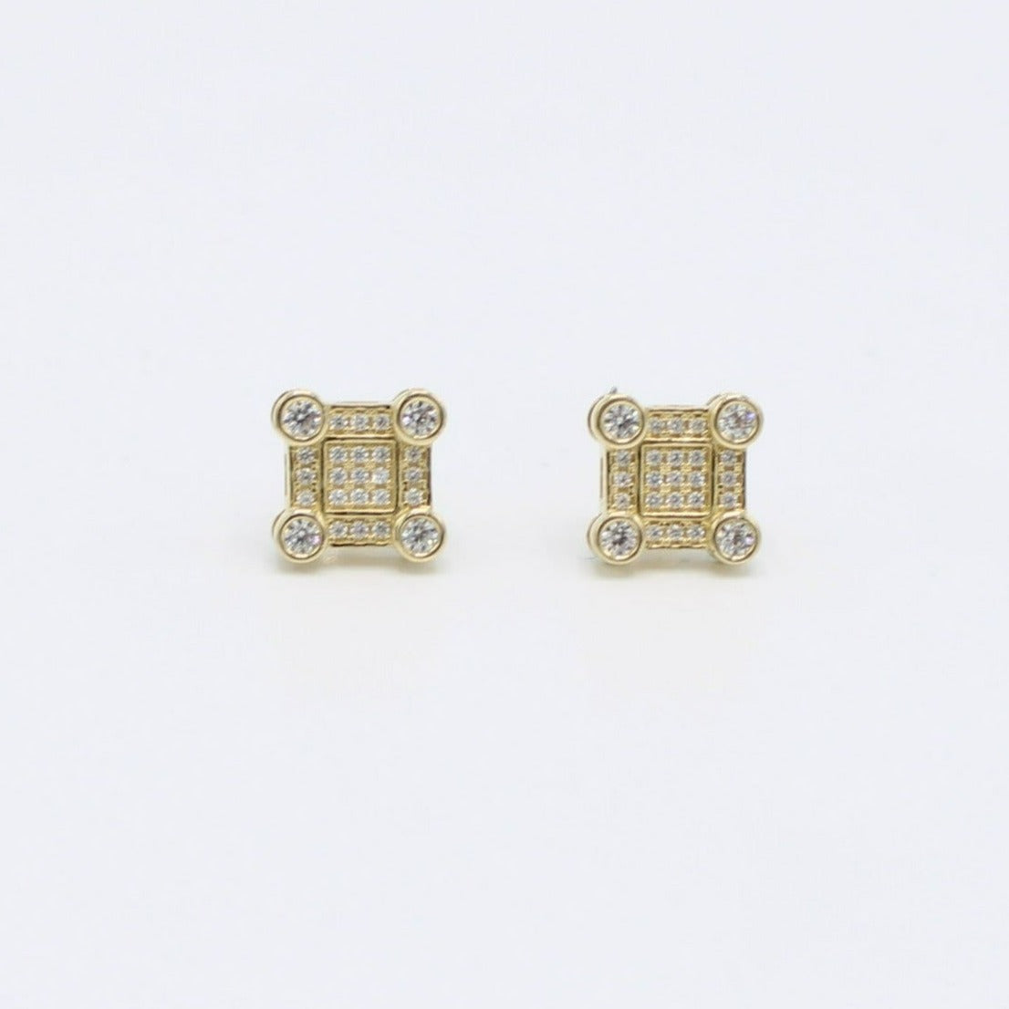 14K Square Earring Cz Stones