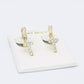 14K Small Cross Men's Hoop Cz Stones