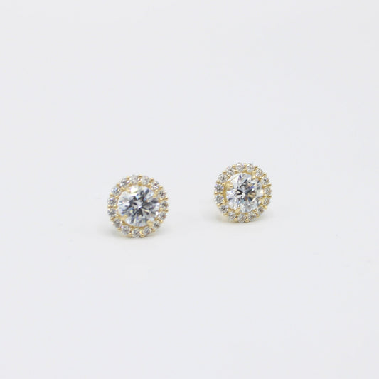 14K  Round Men's Earring Cz Stones