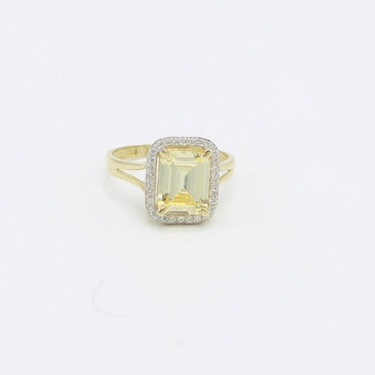 14K Fancy Cz Women's Ring Yellow Stone