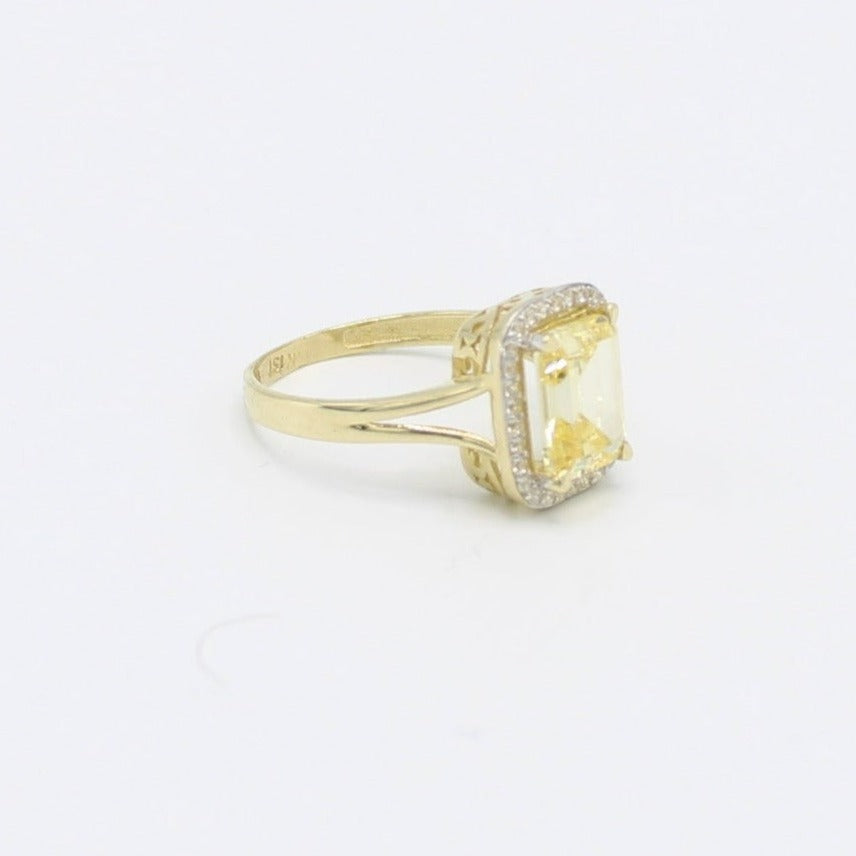 14K Fancy Cz Women's Ring Yellow Stone