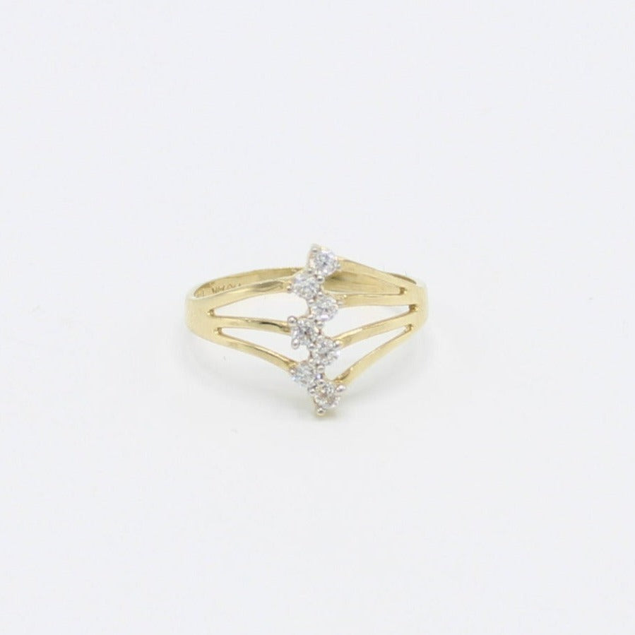 14K Fancy Women's Gold Ring Cz Stones
