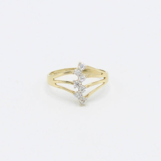 14K Fancy Women's Gold Ring Cz Stones