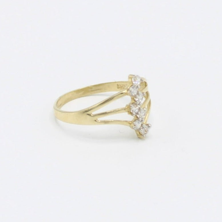14K Fancy Women's Gold Ring Cz Stones