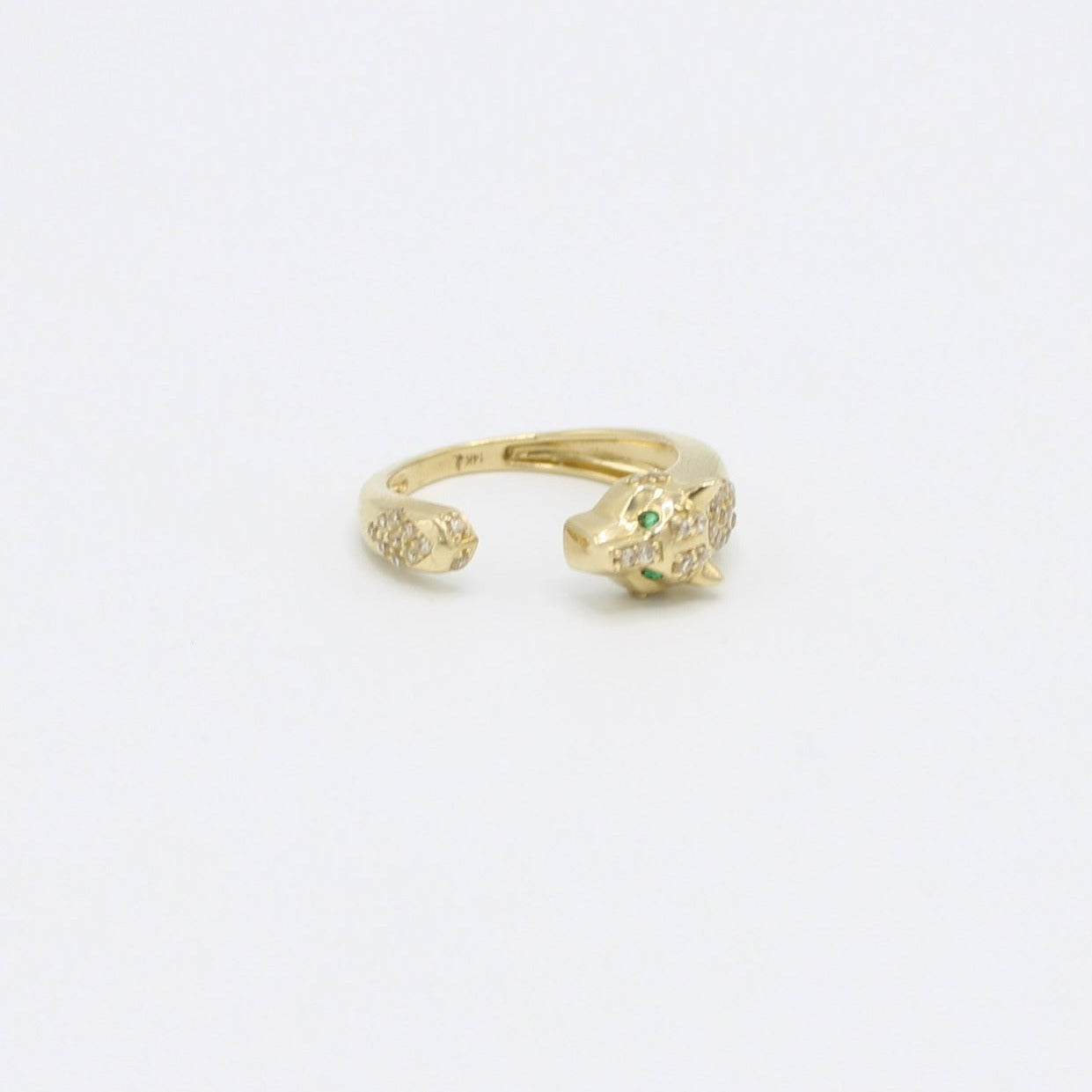 14K Panther Women's Gold Ring Cz Stones