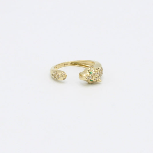 14K Panther Women's Gold Ring Cz Stones