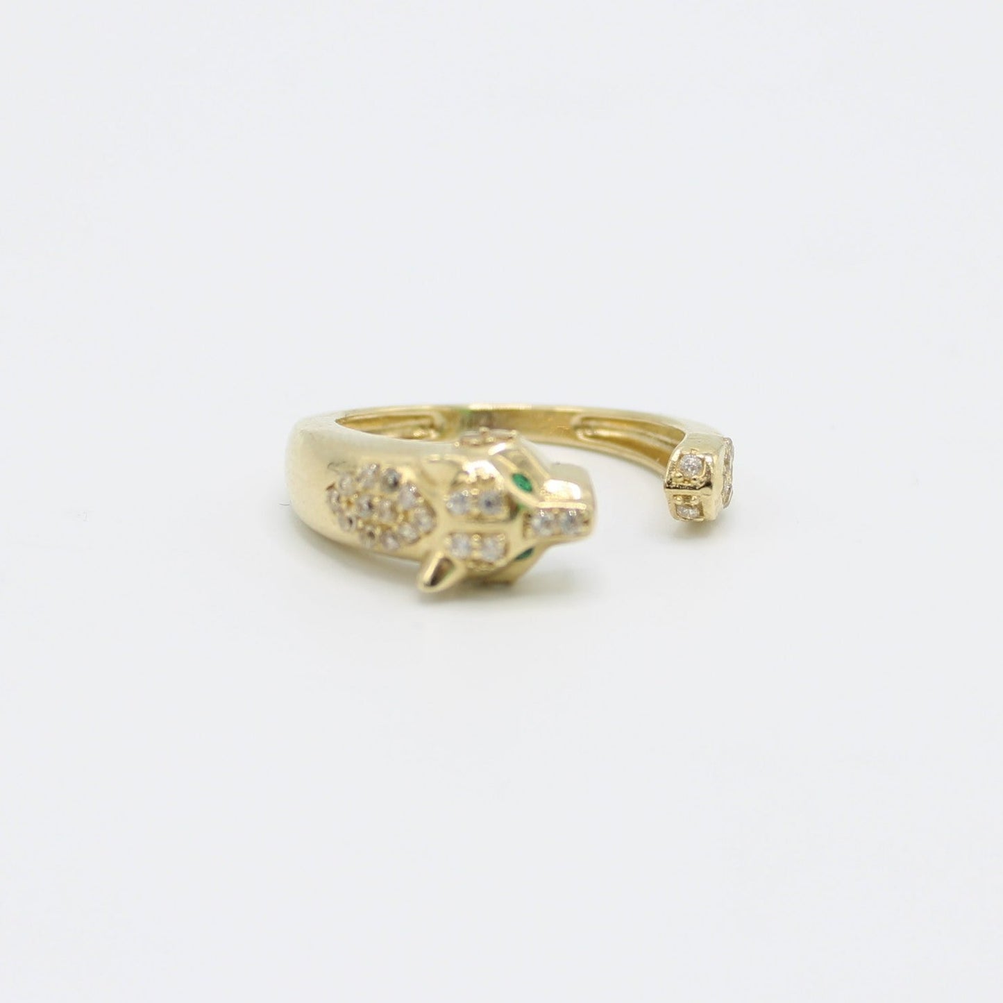 14K Panther Women's Gold Ring Cz Stones