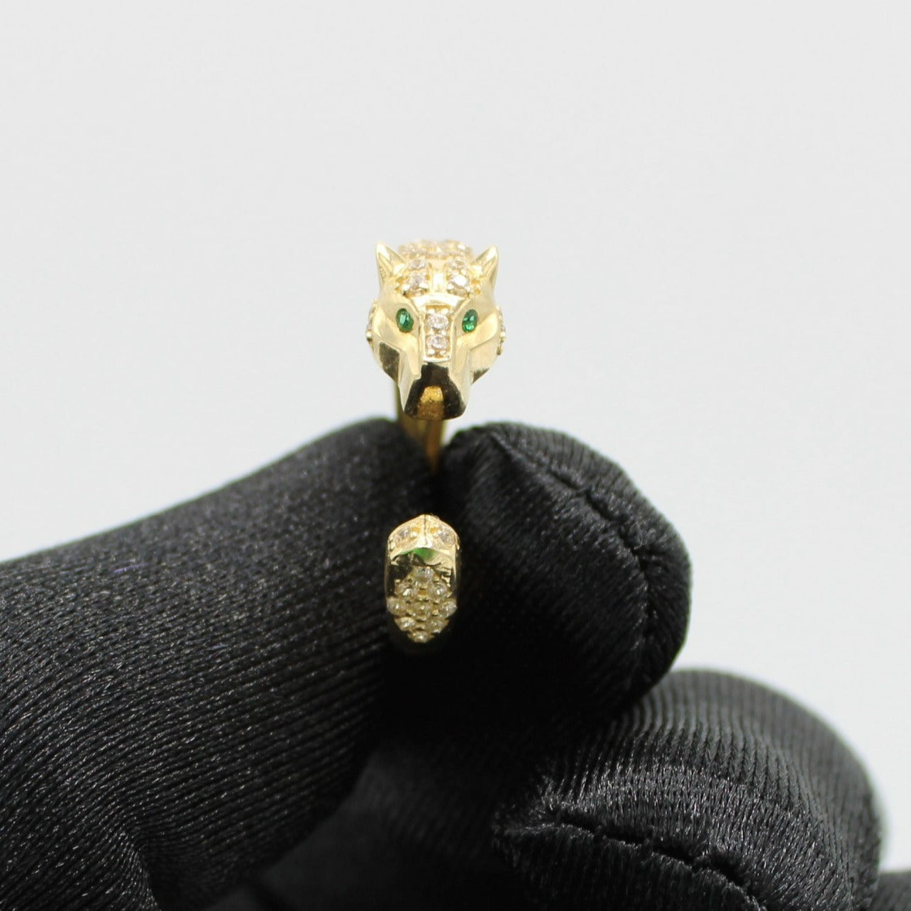 14K Panther Women's Gold Ring Cz Stones