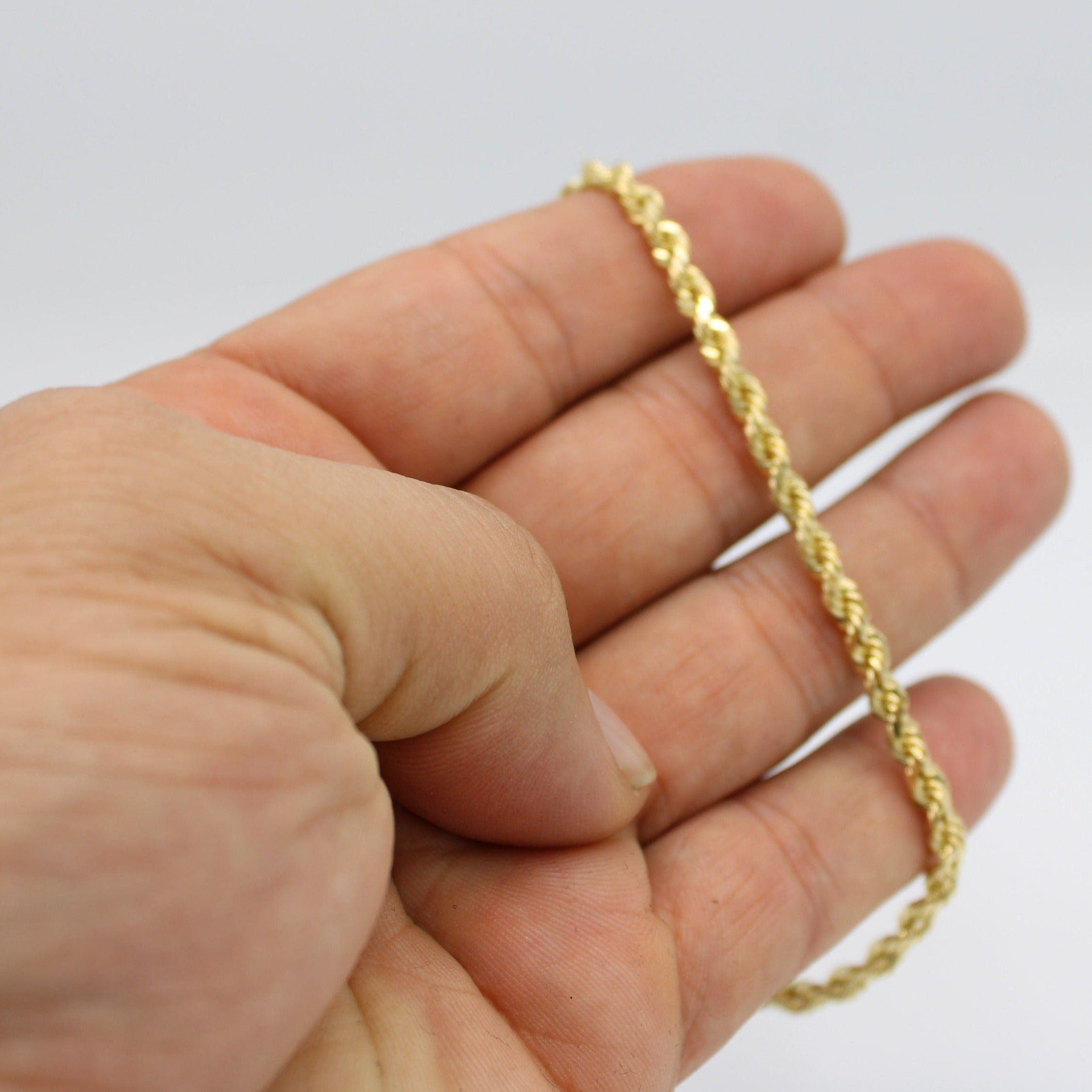 10k yellow gold 6mm wide 8 inch long diamond cut rope bracelet