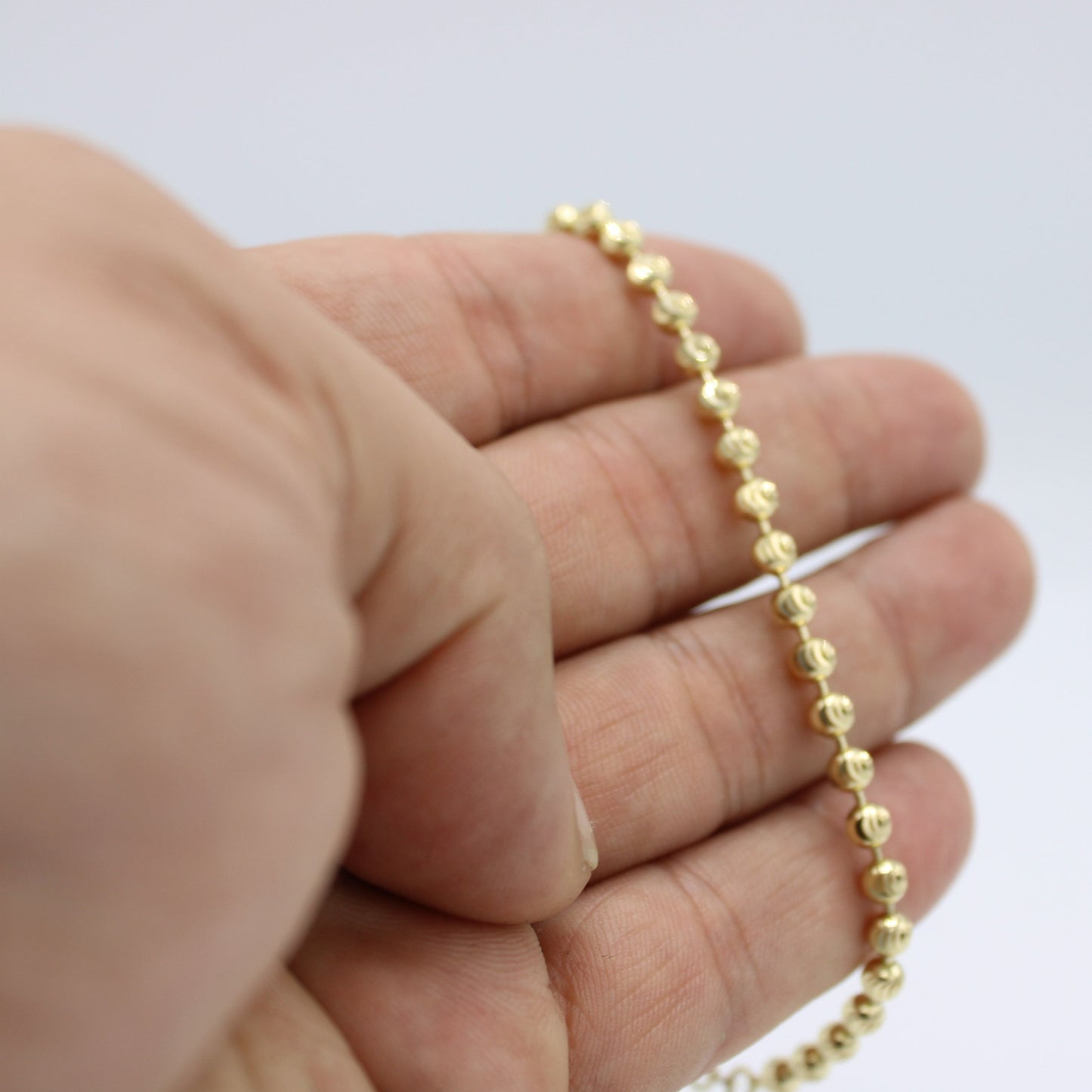 14K Solid Moon Cut Bracelet Yellow Gold