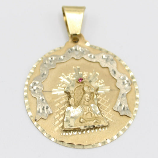 14K Virgen Maria Solid Pendant Yellow Gold