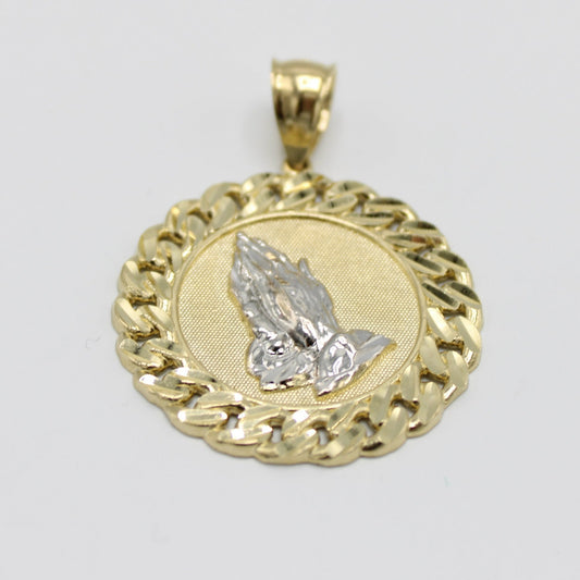 14K Pray Hands Pendant Yellow Gold