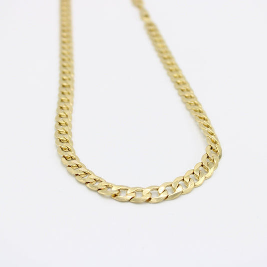 14K Semi-Solid Flat Cuban Chain Yellow Gold