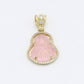 14K Buda Pendant (Pink) Cz Stones Yellow Gold