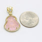 14K Buda Pendant (Pink) Cz Stones Yellow Gold