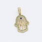 14K Hamsa Pendant Cz (Blue) Stones Yellow Gold