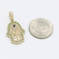 14K Hamsa Pendant Cz (Blue) Stones Yellow Gold