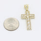14K Cross Pendant Baguette/Cz Stones Yellow Gold