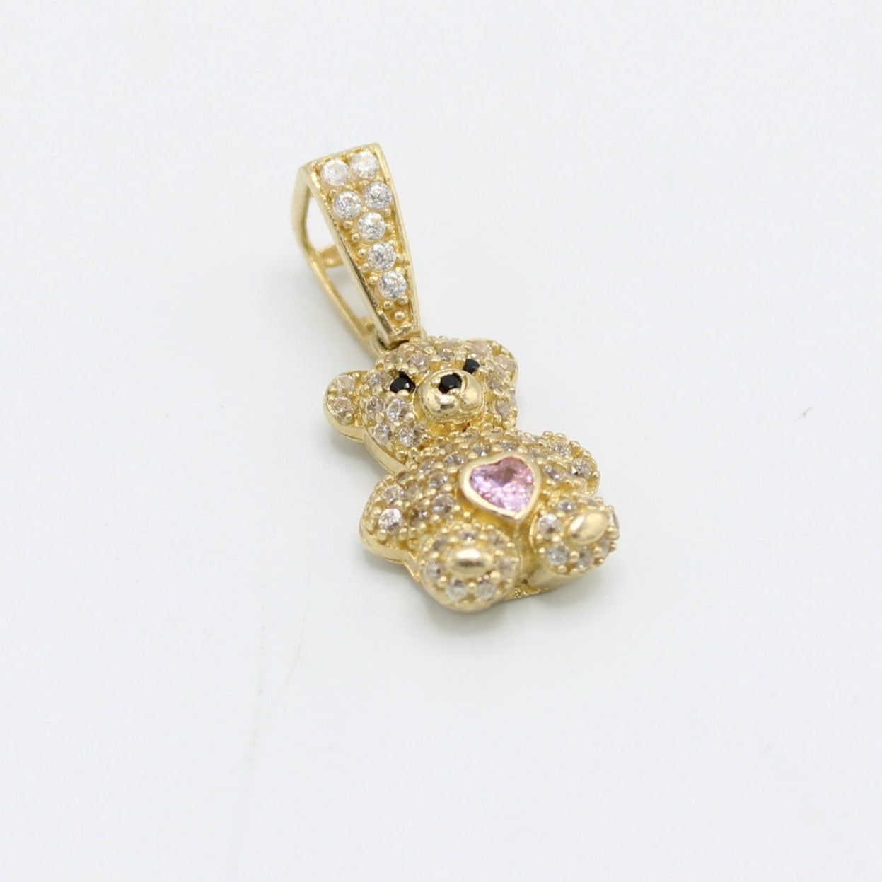 14K Teddy Bear Pendant cz ( Birthstones ) Stones Yellow Gold