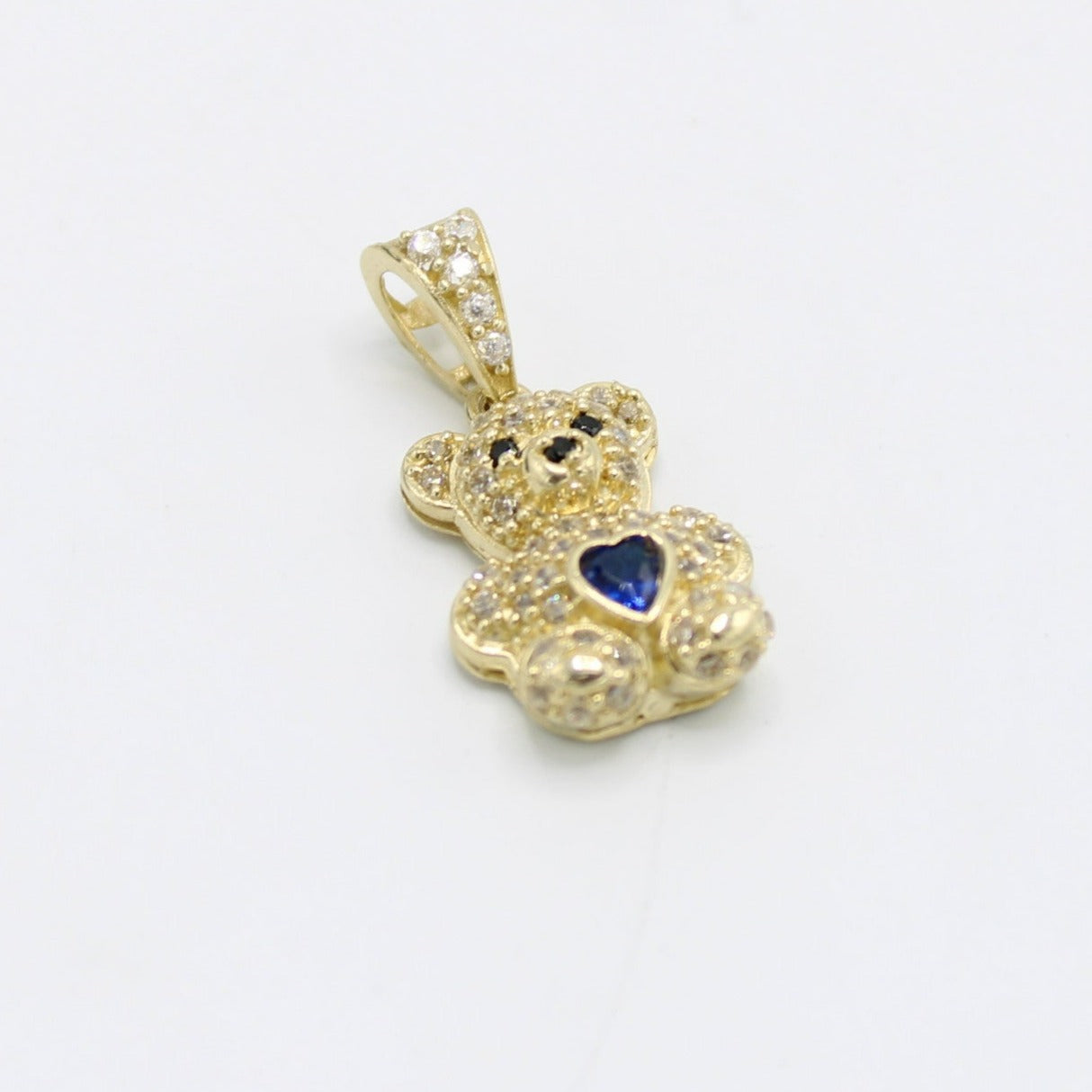 14K Teddy Bear Pendant cz ( Birthstones ) Stones Yellow Gold