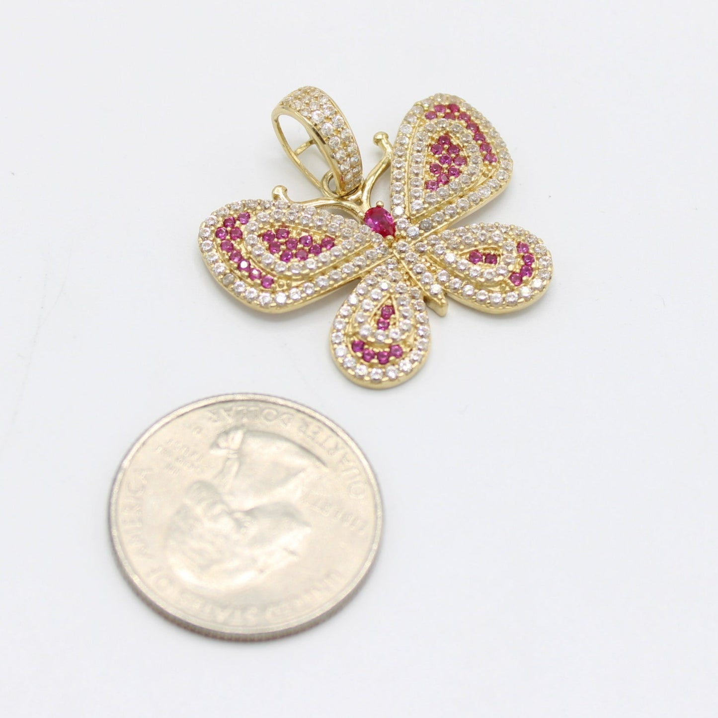 14K Butterfly 🦋 Cz Stones Yellow Gold