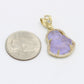 14K Buda Pendant (Small Purple Gem) Cz Stones Yellow Gold