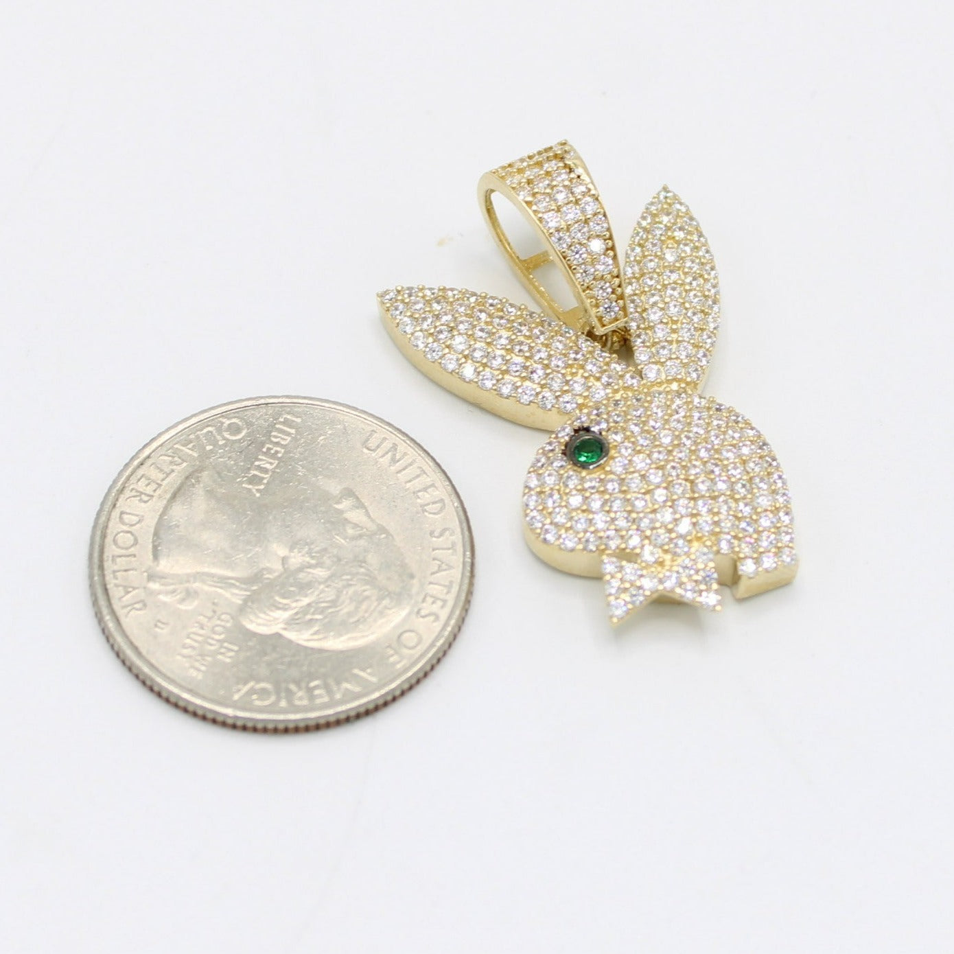 14K Playboy Cz Stones Yellow Gold