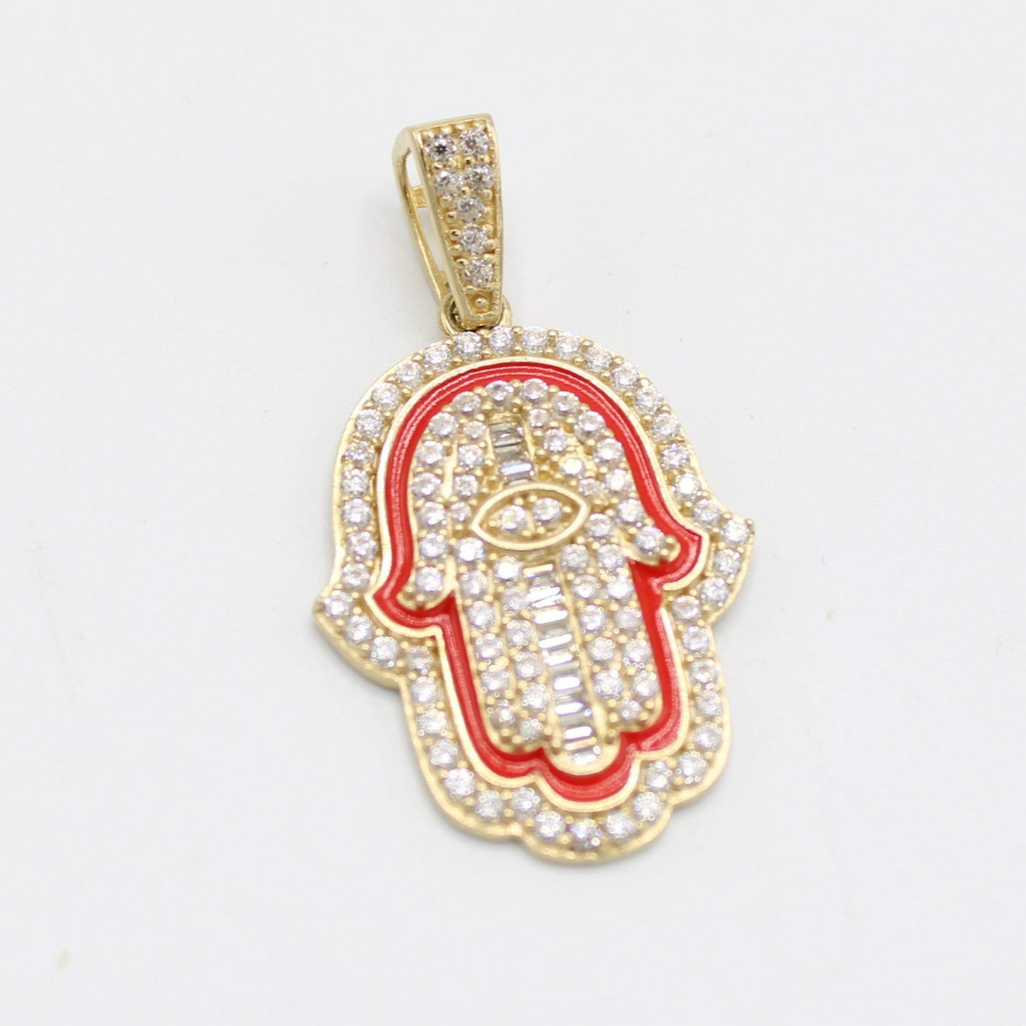 14K Hamsa Cz Pendant Yellow Gold