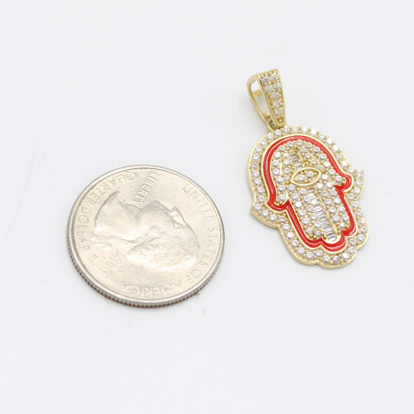 14K Hamsa Cz Pendant Yellow Gold