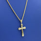 14K Cross Pendant with Hollow Rope Chain Yellow Gold
