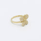 14K Butterfly Women's Ring Cz Stones Yellow Gold