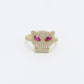14K Cat Women's Ring Cz Stones Yellow Gold